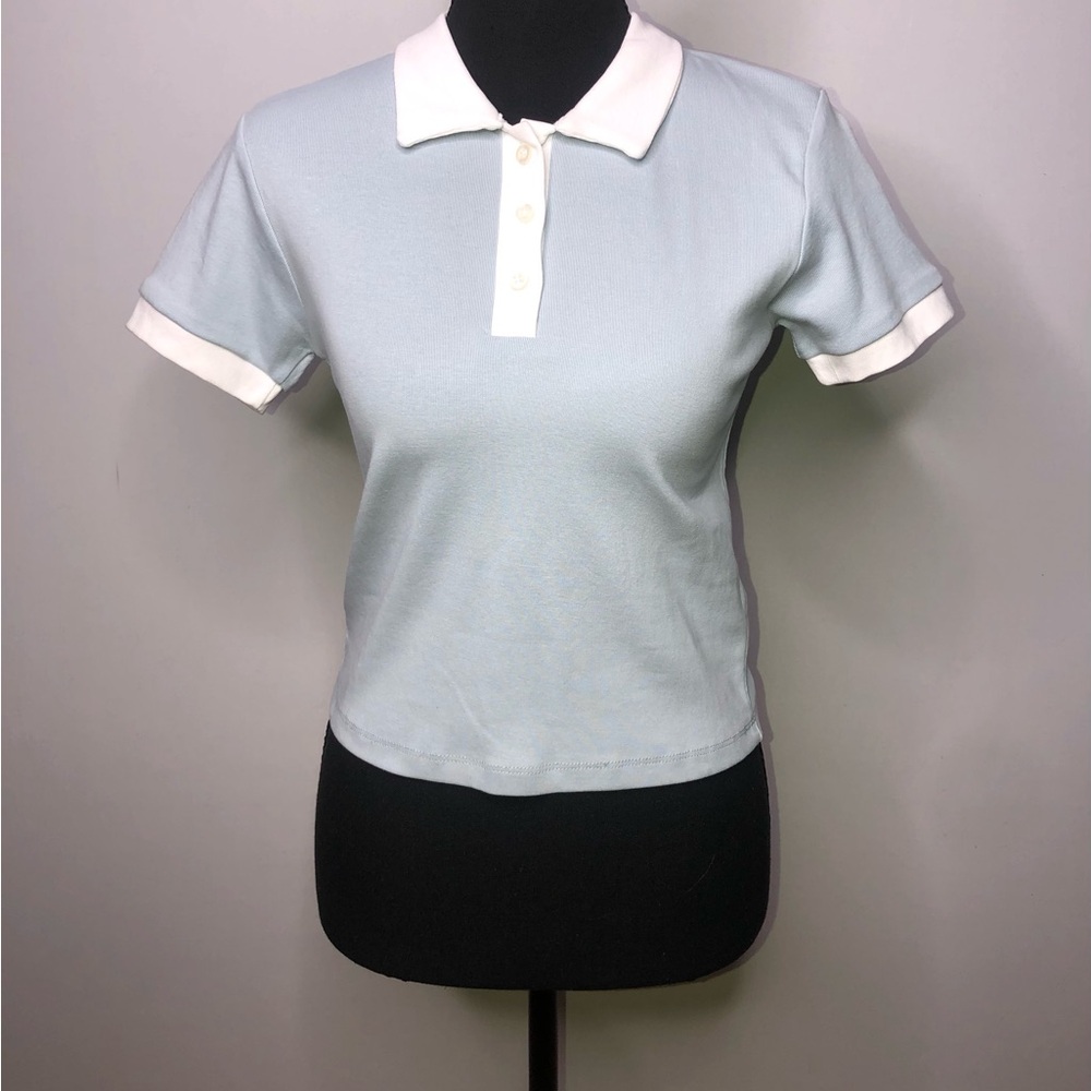 Forever 21 Baby Blue Polo Medium Top